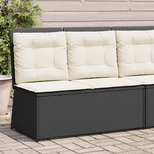 Panca Reclinabile da Giardino con Cuscini Nera in Polyrattan | homemem39