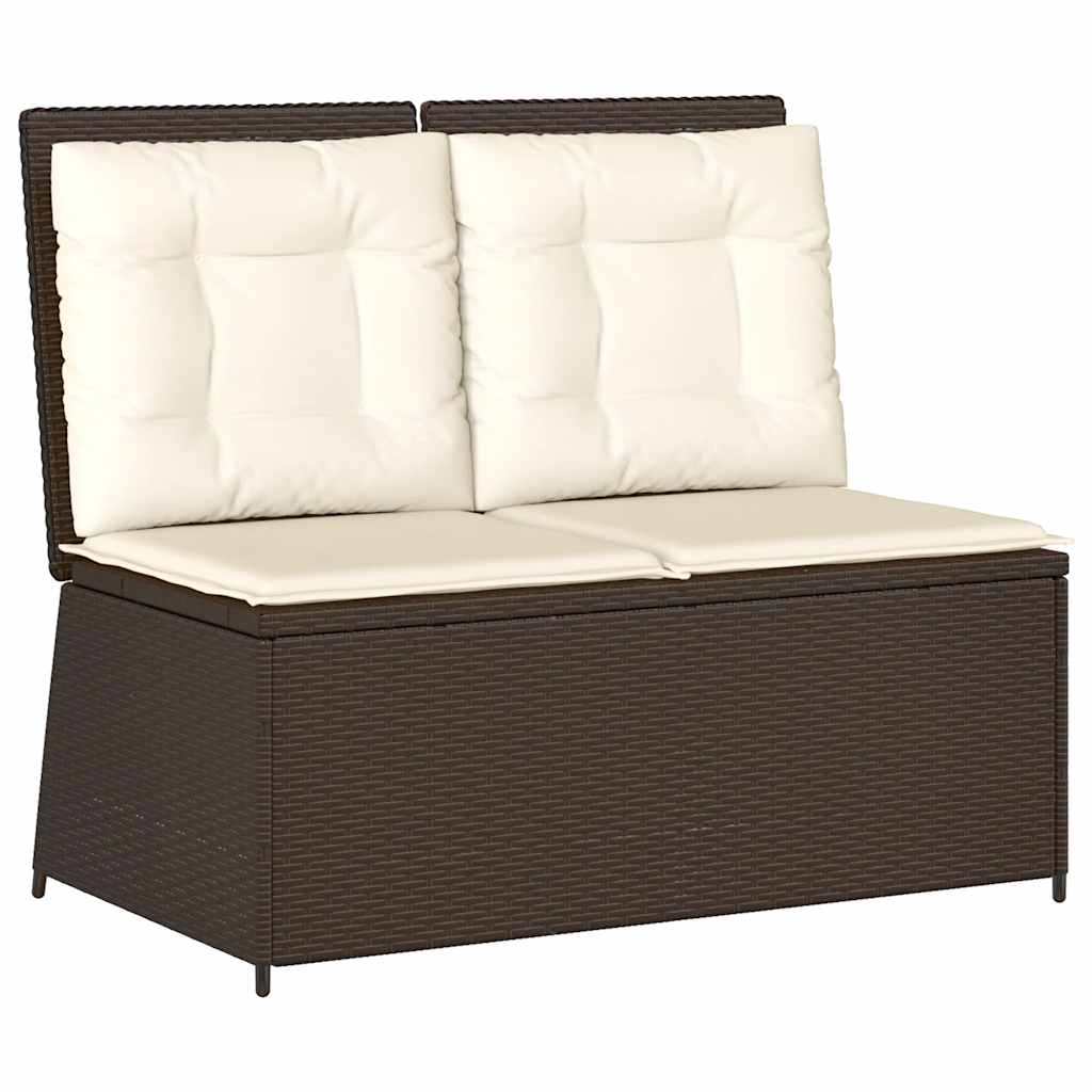 Panca Reclinabile da Giardino con Cuscini Marrone in Polyrattan | homemem39