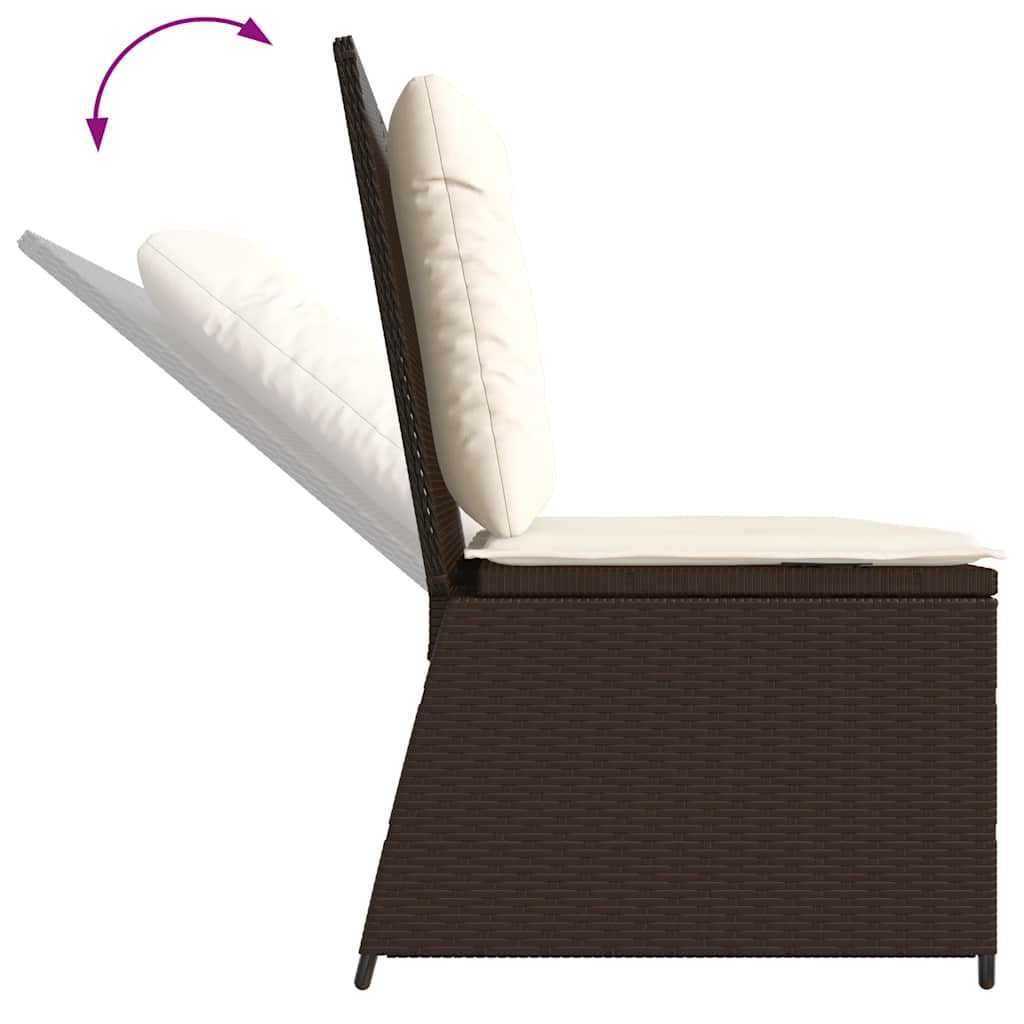 Panca Reclinabile da Giardino con Cuscini Marrone in Polyrattan | homemem39
