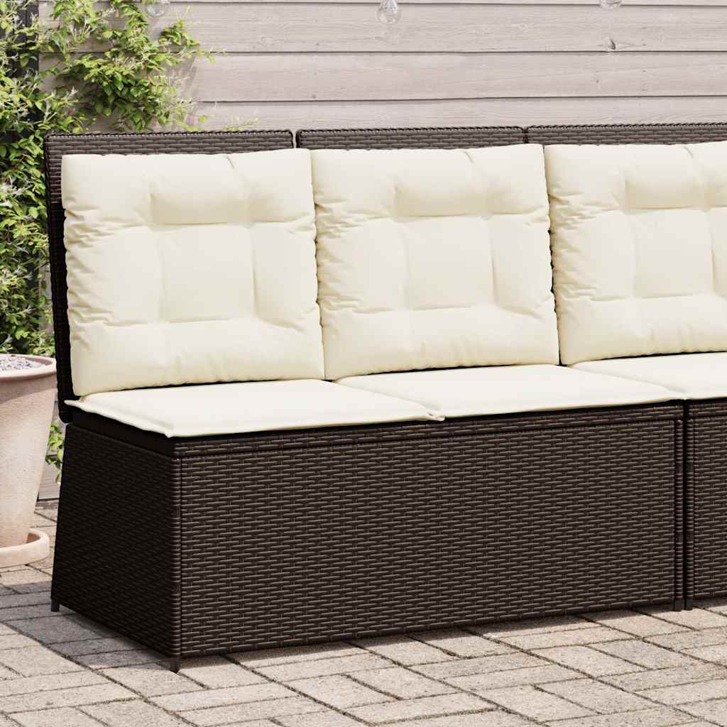 Panca Reclinabile da Giardino con Cuscini Marrone in Polyrattan | homemem39