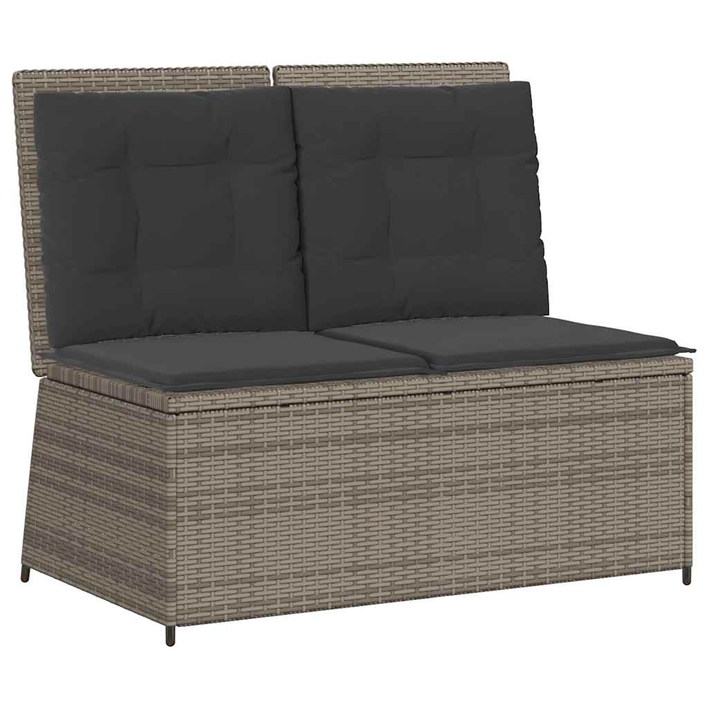 Panca Reclinabile da Giardino con Cuscini Grigia in Polyrattan | homemem39