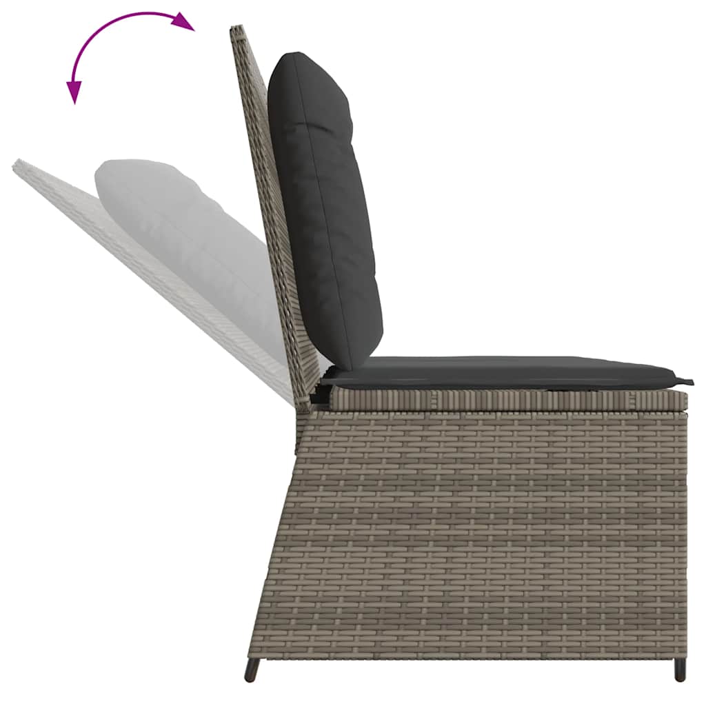 Panca Reclinabile da Giardino con Cuscini Grigia in Polyrattan | homemem39