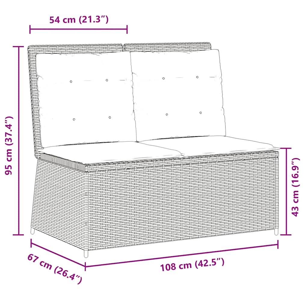 Panca Reclinabile da Giardino con Cuscini Grigia in Polyrattan | homemem39