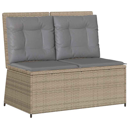 Panca Reclinabile da Giardino con Cuscini Beige in Polyrattan | homemem39