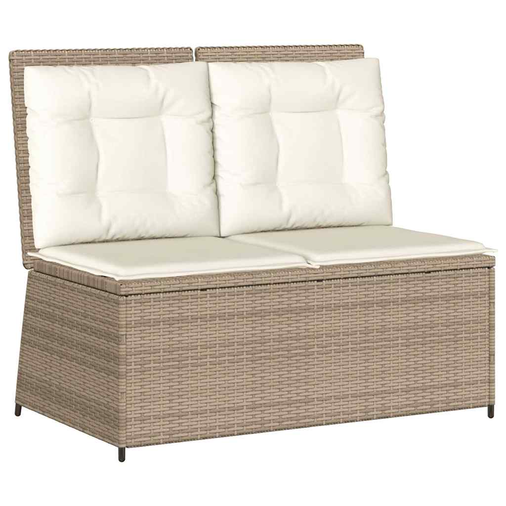 Panca Reclinabile da Giardino con Cuscini Beige in Polyrattan | homemem39