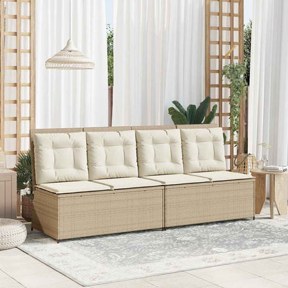 Panca Reclinabile da Giardino con Cuscini Beige in Polyrattan | homemem39
