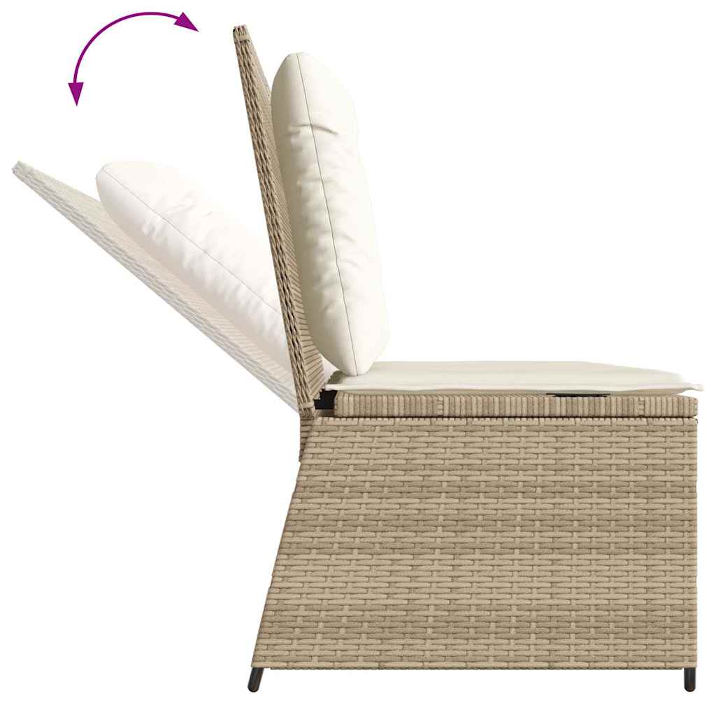 Panca Reclinabile da Giardino con Cuscini Beige in Polyrattan | homemem39
