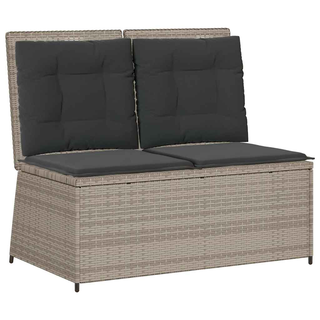 Panca Reclinabile Giardino con Cuscini Grigio Chiaro Polyrattan | homemem39