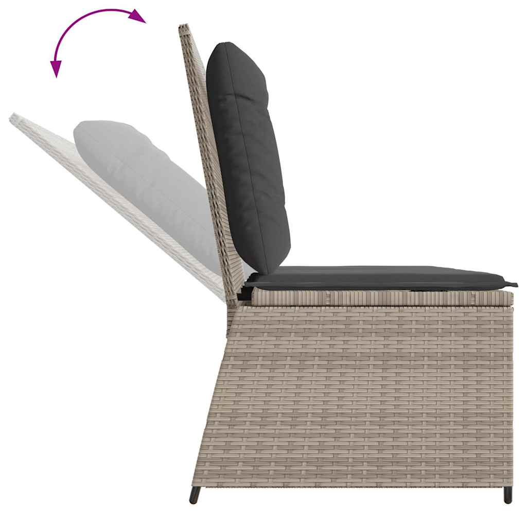 Panca Reclinabile Giardino con Cuscini Grigio Chiaro Polyrattan | homemem39