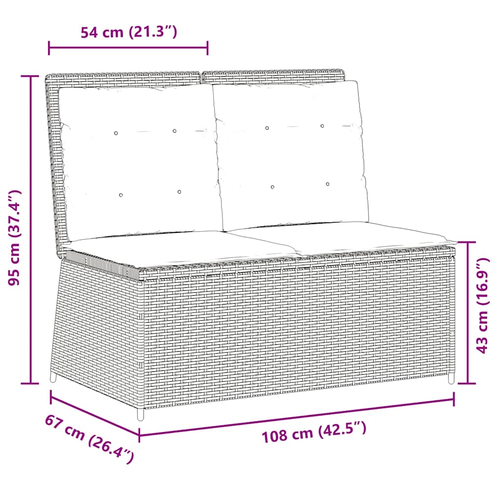 Panca Reclinabile Giardino con Cuscini Grigio Chiaro Polyrattan | homemem39