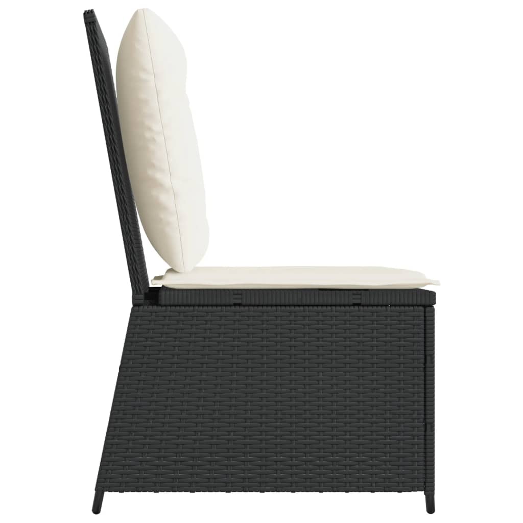 Divano Reclinabile da Giardino con Cuscini in Polyrattan Nero | homemem39