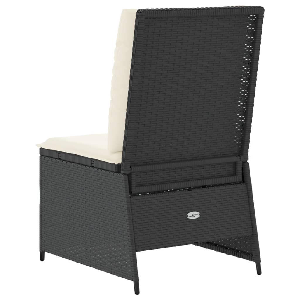 Divano Reclinabile da Giardino con Cuscini in Polyrattan Nero | homemem39