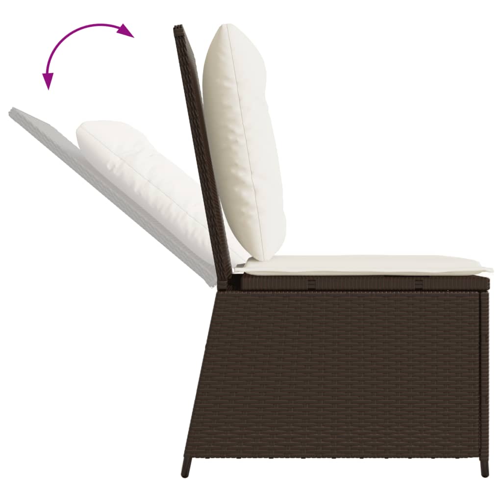 Divano Reclinabile da Giardino con Cuscini Marrone Polyrattan | homemem39