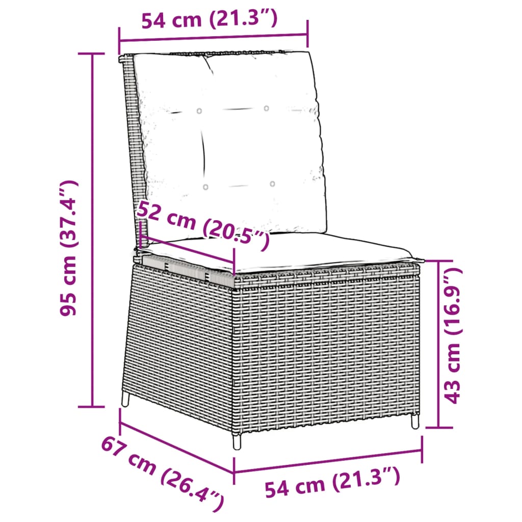 Divano Reclinabile da Giardino con Cuscini Marrone Polyrattan | homemem39