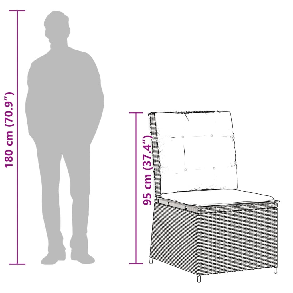 Divano Reclinabile da Giardino con Cuscini Grigio in Polyrattan | homemem39