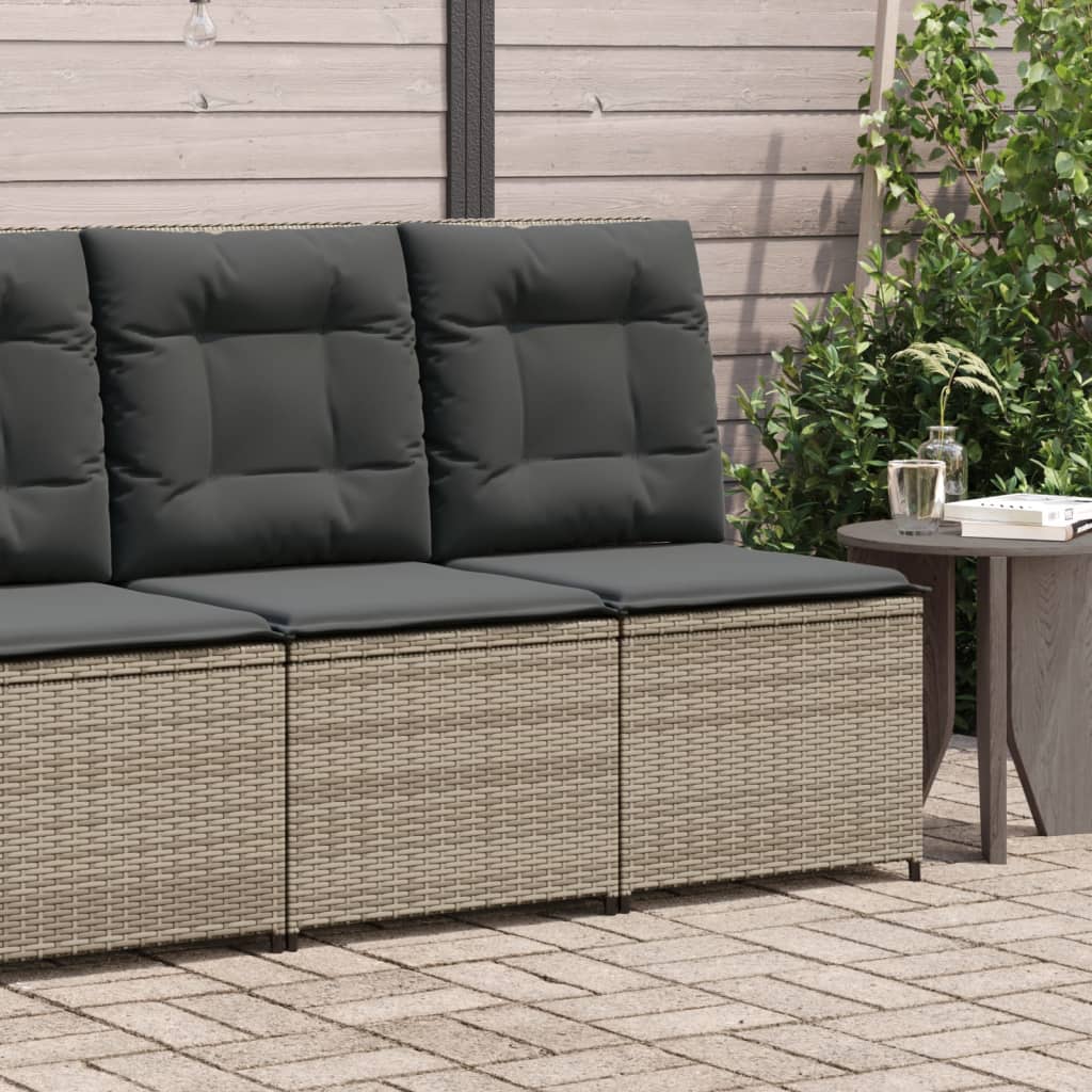 Divano Reclinabile da Giardino con Cuscini Grigio in Polyrattan | homemem39