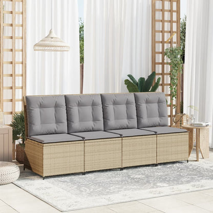 Divano Reclinabile da Giardino con Cuscini Beige in Polyrattan | homemem39
