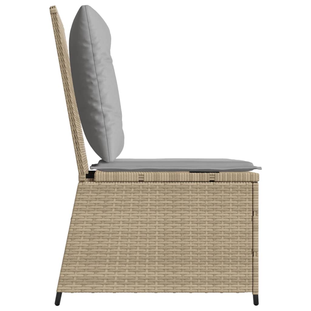 Divano Reclinabile da Giardino con Cuscini Beige in Polyrattan | homemem39