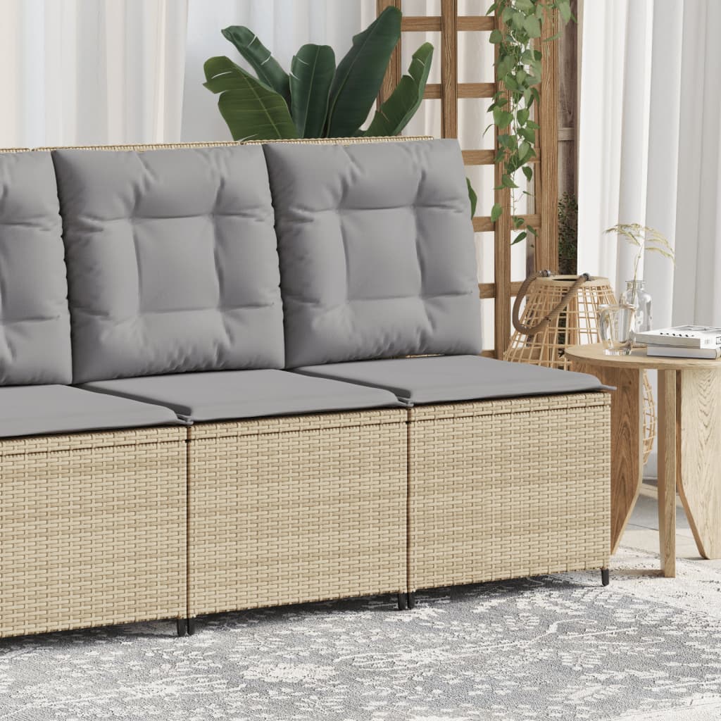 Divano Reclinabile da Giardino con Cuscini Beige in Polyrattan | homemem39