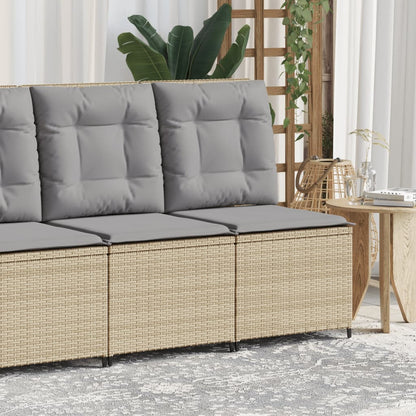 Divano Reclinabile da Giardino con Cuscini Beige in Polyrattan | homemem39