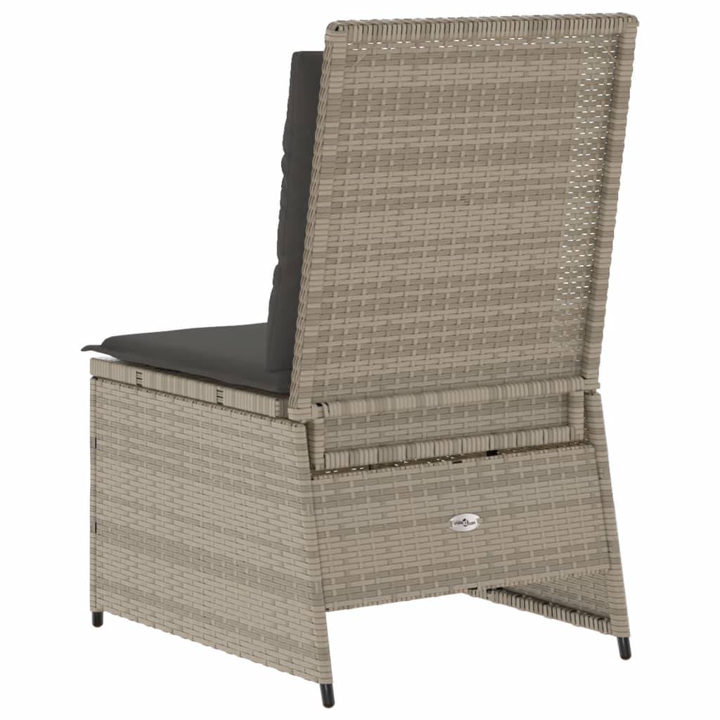 Divano Reclinabile Giardino Cuscini Grigio Chiaro in Polyrattan | homemem39