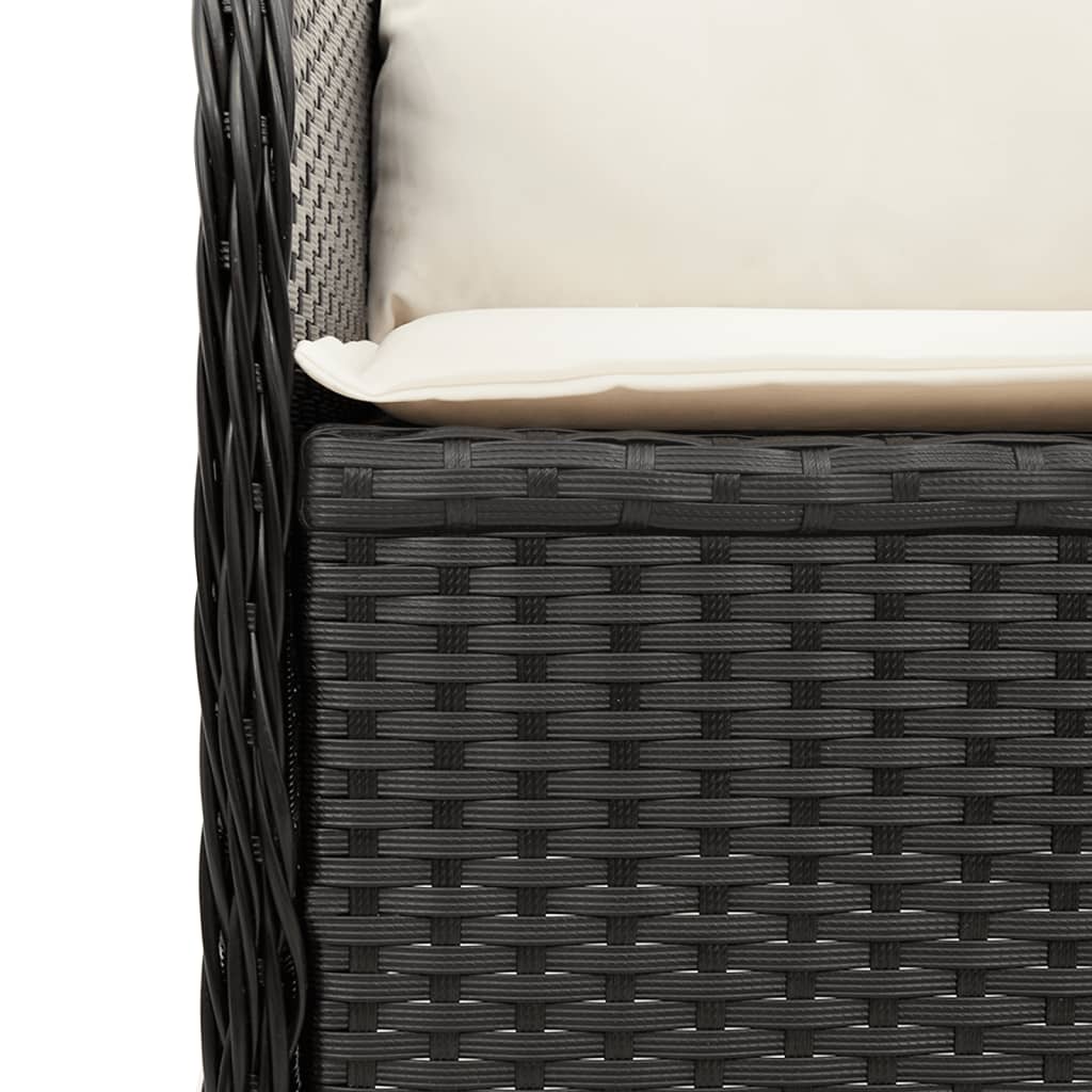 Divano Angolare da Giardino con Cuscini Nero in Polyrattan | homemem39