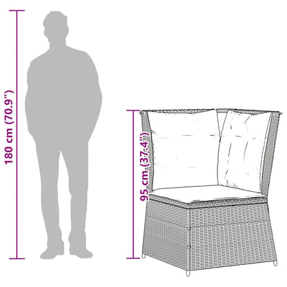Divano Angolare da Giardino con Cuscini Nero in Polyrattan | homemem39