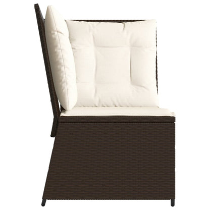 Divano Angolare da Giardino con Cuscini in Polyrattan Marrone | homemem39