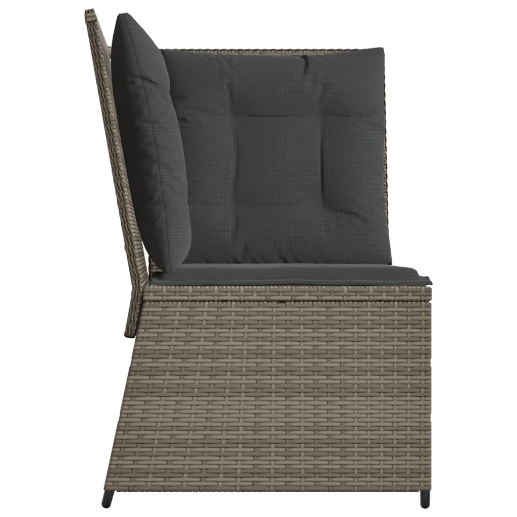 Divano Angolare da Giardino con Cuscini Grigio in Polyrattan | homemem39