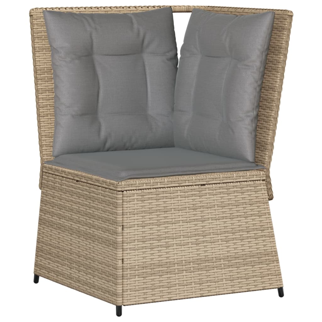 Divano Angolare da Giardino con Cuscini Beige in Polyrattan | homemem39