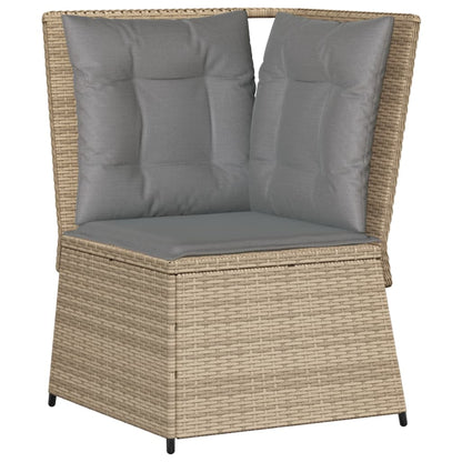 Divano Angolare da Giardino con Cuscini Beige in Polyrattan | homemem39