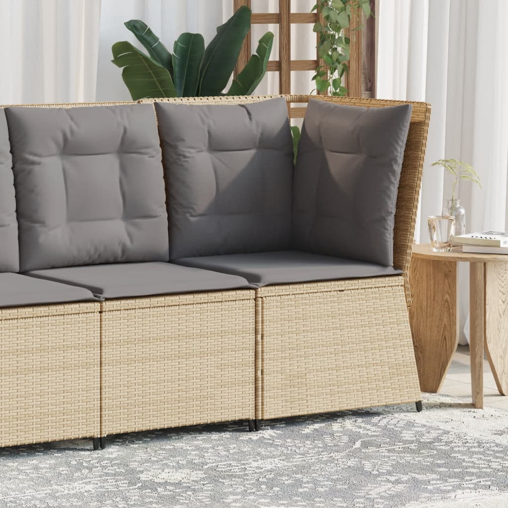 Divano Angolare da Giardino con Cuscini Beige in Polyrattan | homemem39