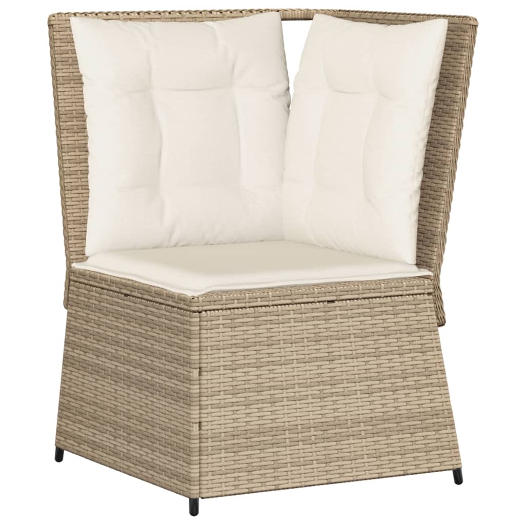 Divano Angolare da Giardino con Cuscini Beige in Polyrattan | homemem39