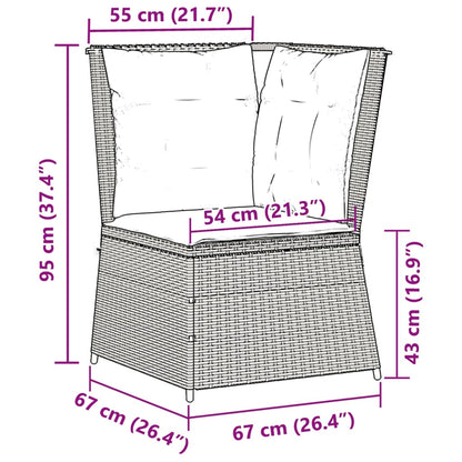 Divano Angolare da Giardino con Cuscini Beige in Polyrattan | homemem39