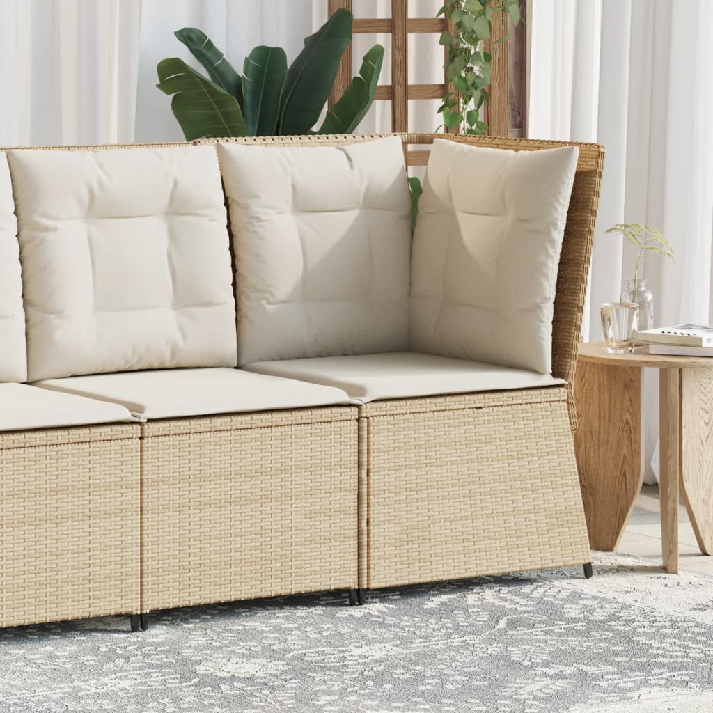 Divano Angolare da Giardino con Cuscini Beige in Polyrattan | homemem39