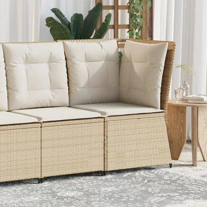 Divano Angolare da Giardino con Cuscini Beige in Polyrattan | homemem39