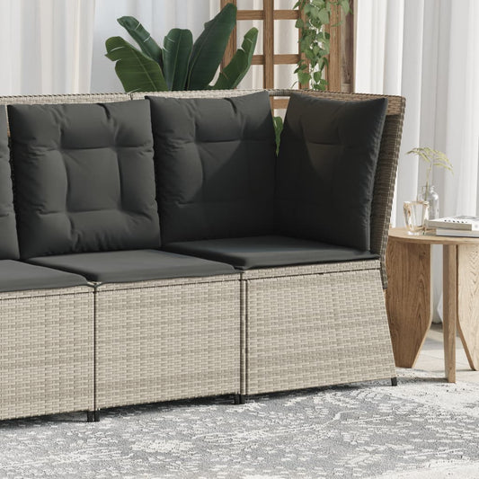 Divano Angolare Giardino con Cuscini Grigio Chiaro Polyrattan | homemem39