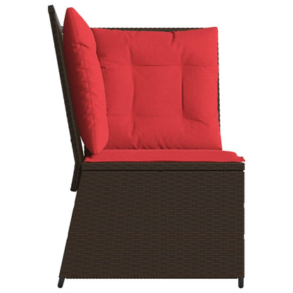 Divano angolare da giardino con Cuscini in Polyrattan Marrone | homemem39