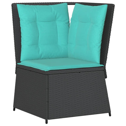 Divano angolare da giardino con Cuscini in Polyrattan Nero | homemem39