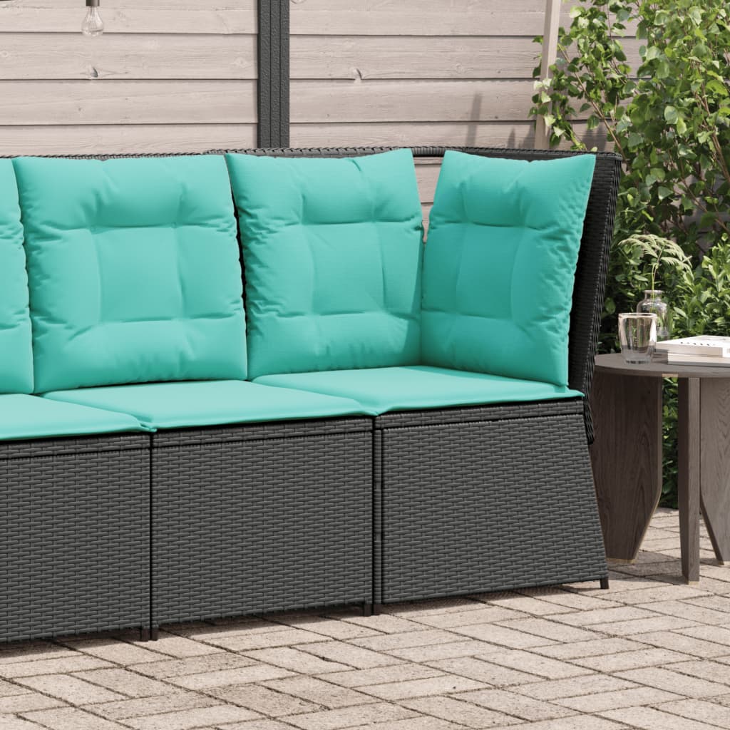Divano angolare da giardino con Cuscini in Polyrattan Nero | homemem39