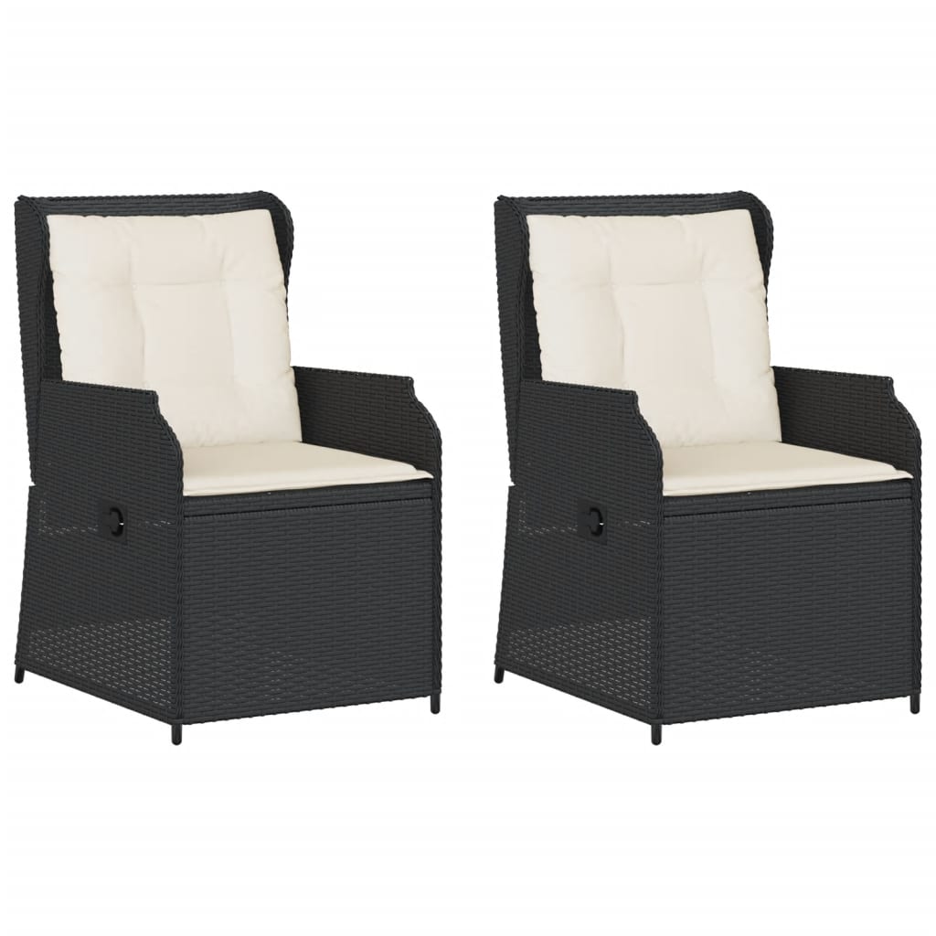 Sedie Reclinabili da Giardino 2 pz con Cuscini Nero Polyrattan | homemem39