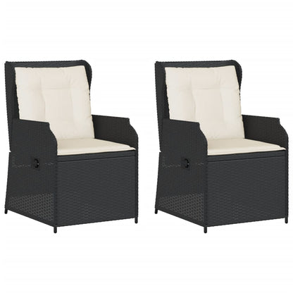 Sedie Reclinabili da Giardino 2 pz con Cuscini Nero Polyrattan | homemem39