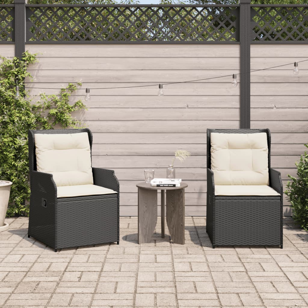 Sedie Reclinabili da Giardino 2 pz con Cuscini Nero Polyrattan | homemem39