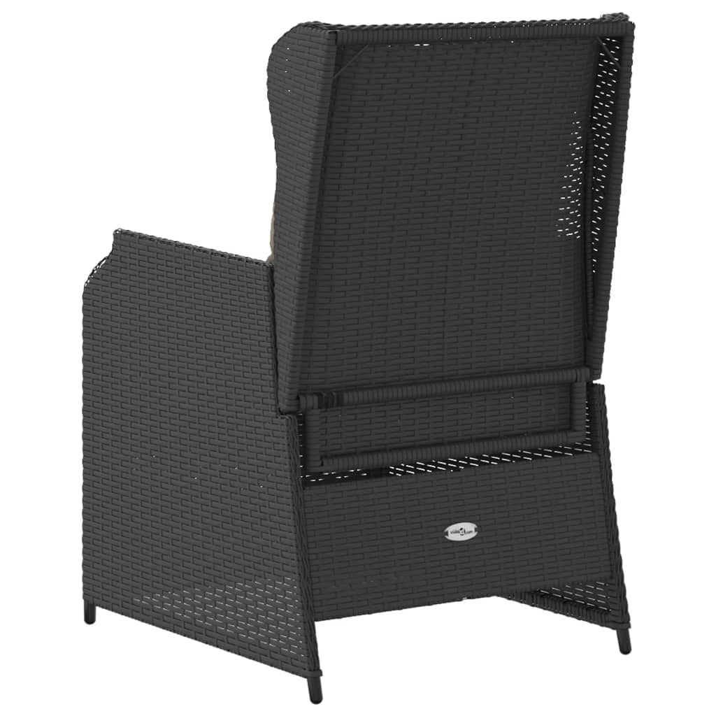 Sedie Reclinabili da Giardino 2 pz con Cuscini Nero Polyrattan | homemem39