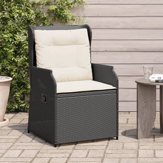Sedie Reclinabili da Giardino 2 pz con Cuscini Nero Polyrattan | homemem39