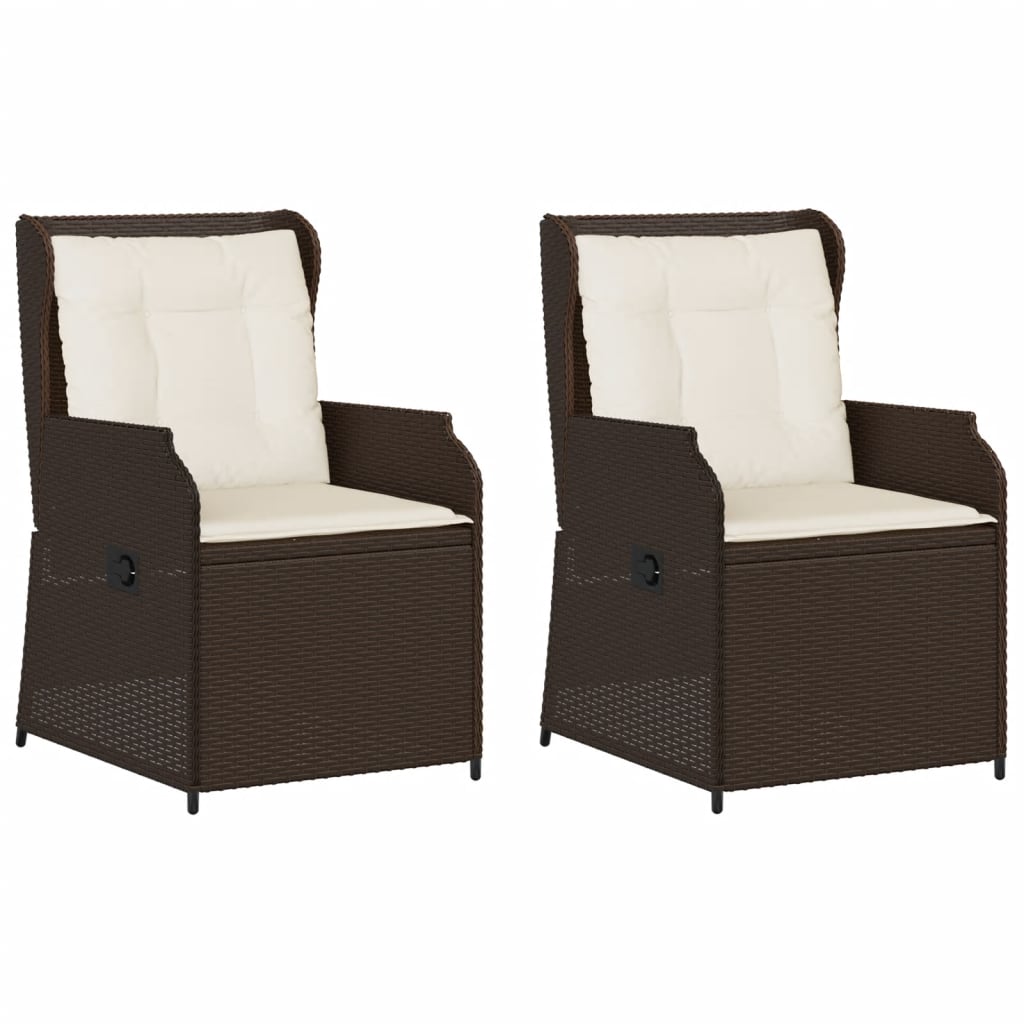 Sedie Reclinabili Giardino 2pz con Cuscini Marrone Polyrattan | homemem39