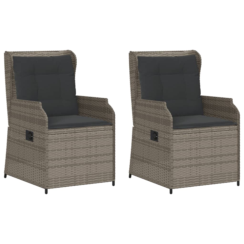 Sedie da Giardino Reclinabili 2 pz e Cuscini Grigio Polyrattan | homemem39