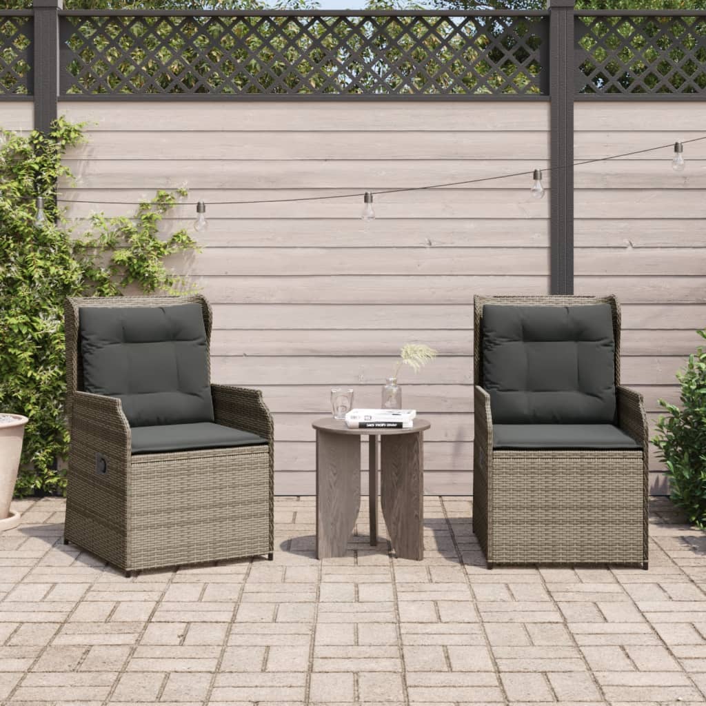 Sedie da Giardino Reclinabili 2 pz e Cuscini Grigio Polyrattan | homemem39