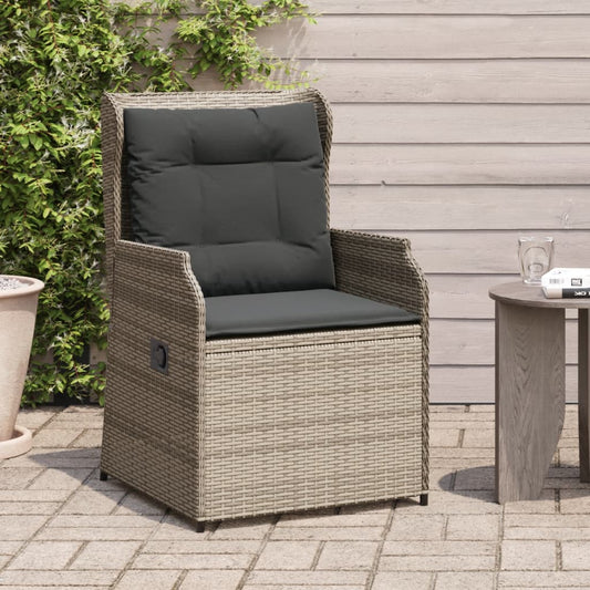 Sedie da Giardino Reclinabili 2 pz e Cuscini Grigio Polyrattan | homemem39