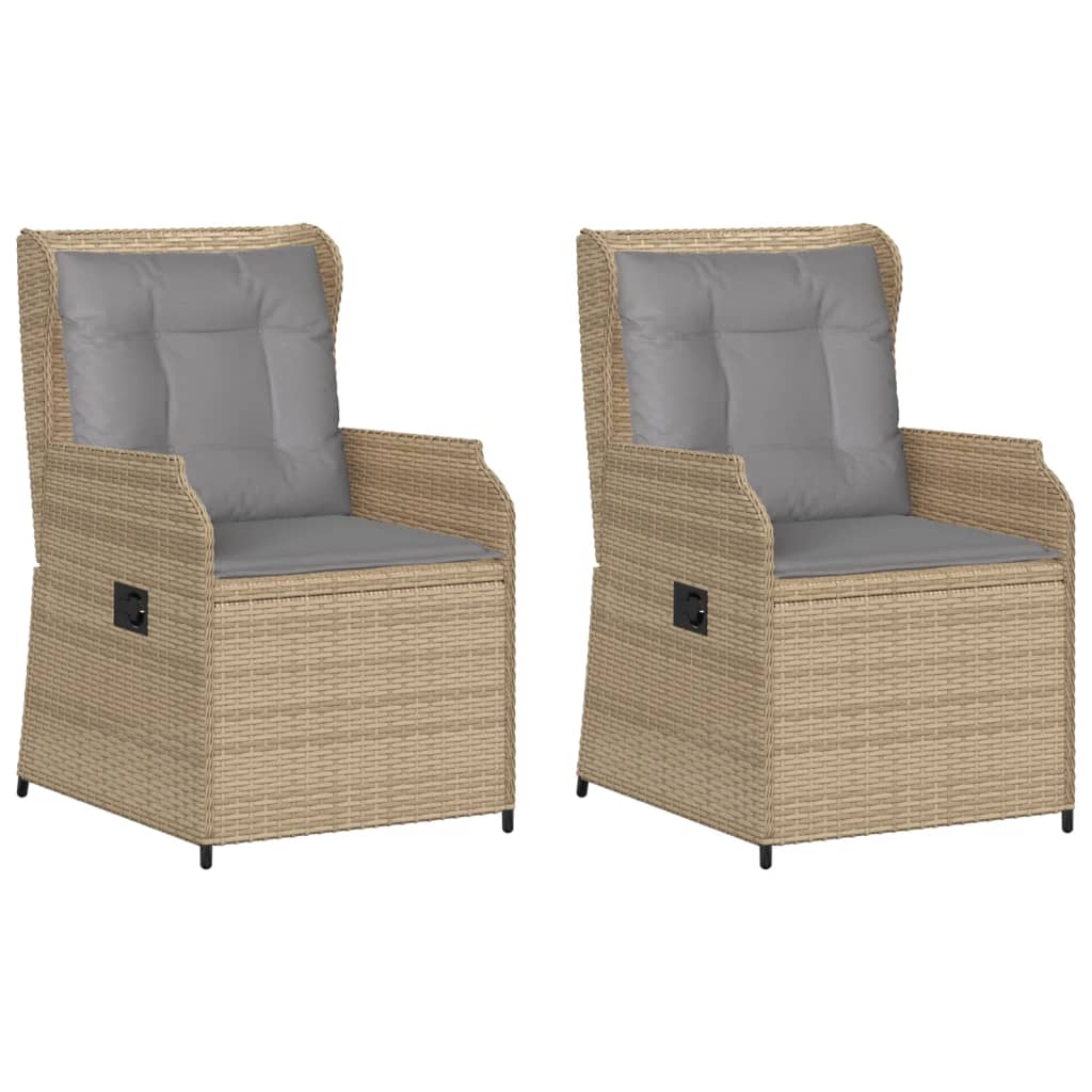 Sedie Reclinabili da Giardino 2pz con Cuscini Beige Polyrattan | homemem39